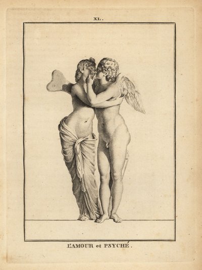 Estatua del dios griego del amor Eros y la princesa mortal Psique besándose de Unbekannt