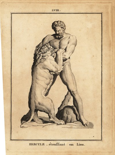 Estatua de Hércules, héroe y dios romano, sofocando a un león de Unbekannt