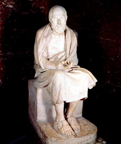 Estatua de un hombre sentado, dicho ser Heródoto, historiador griego antiguo de Unbekannt