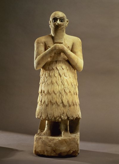 Estatuilla del oficial o mayordomo Ebih-Il adorando a la diosa Ishtar, de Mari, Medio Éufrates, c.2500 a.C. de Unbekannt