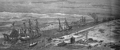 Vapores pasando por el Canal de Suez, c1882 de Unbekannt