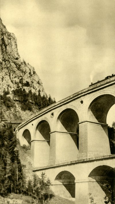 Locomotora de vapor en el ferrocarril de Semmering, Baja Austria, c. 1935 de Unbekannt
