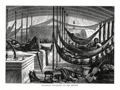Barco de vapor viajando por el Orinoco, América del Sur, 1877 de Unbekannt