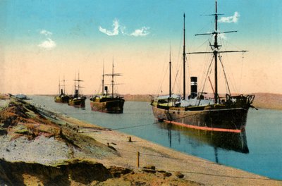 Vapores pasando por el Canal de Suez, Egipto, siglo XX de Unbekannt