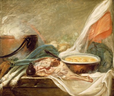 Naturaleza muerta con huevos y una pierna de cordero, 1780-90 de Unbekannt