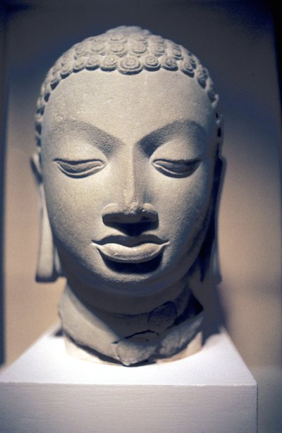 Cabeza de piedra de Buda, Gupta, India, siglo V de Unbekannt
