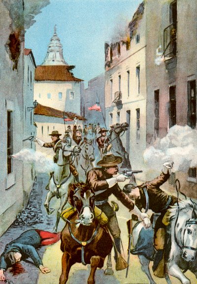 Pelea callejera en Santiago, Cuba, Guerra Hispanoamericana, 1898 de Unbekannt