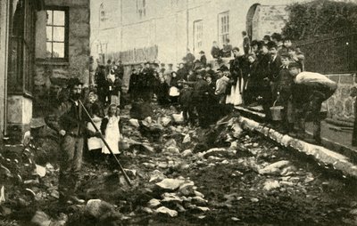 Calle en St. Ives después de una visita de una inundación, 1901 de Unbekannt