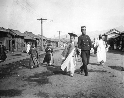 Escena callejera, Corea, c. 1900 de Unbekannt