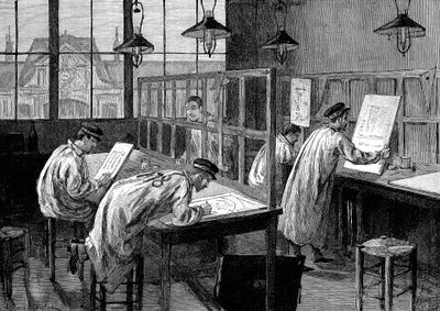 Estudiantes en la Escuela Central de Artes y Manufacturas, París, 1887 de Unbekannt
