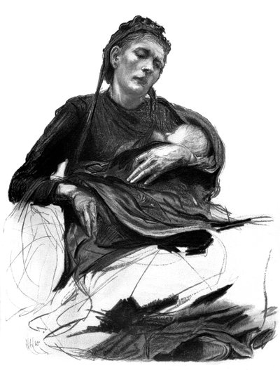 Estudio de una mujer sosteniendo un bebé, 1895 de Unbekannt