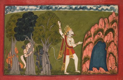 Sugriva, general mono, desafía a su hermano Bali, c. 1720 de Unbekannt