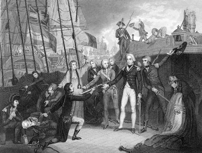 Rendición del Barco Español San Josef después de la Batalla del Cabo de San Vicente, 1797 de Unbekannt