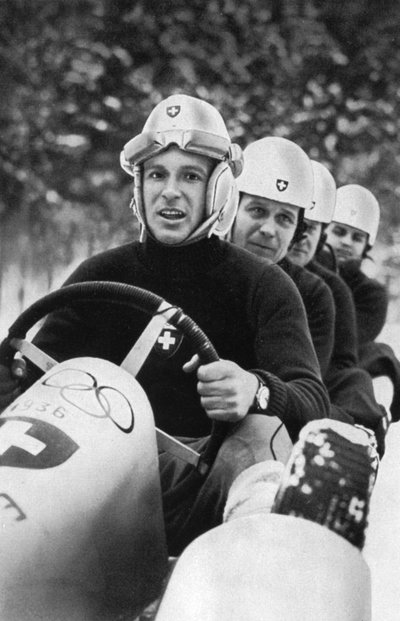 Equipo suizo de bobsleigh de cuatro hombres, Juegos Olímpicos de Invierno, Garmisch-Partenkirchen, Alemania, 1936 de Unbekannt