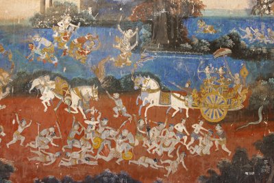 Pagoda de Plata: Este mural representa escenas del Reamker, que es la versión camboyana o jemer del poema clásico hindú Ramayana de Unbekannt