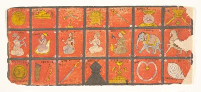 Símbolos del Chakravartin... un manuscrito Digambara, posiblemente el Shalibhadra de Unbekannt