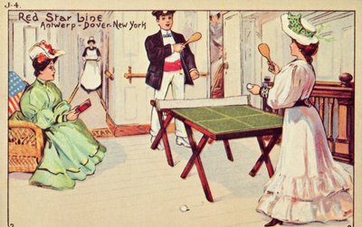 Tenis de mesa a bordo de un barco de pasajeros de la Línea Red Star, 1907 de Unbekannt