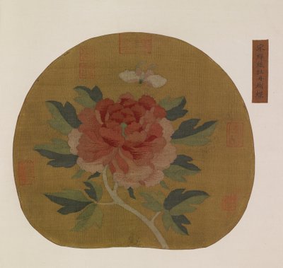Tapiz: una peonía y una mariposa, posiblemente dinastía Ming, 1368-1644 de Unbekannt