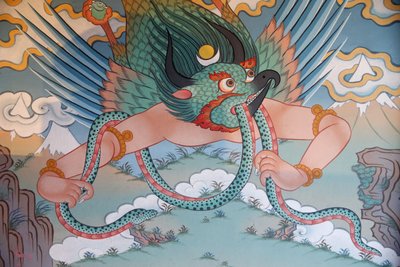 Templo de los Mil Budas Dashang Kagyu Ling congregación, pintura de Garuda, La Boulaye, Francia de Unbekannt