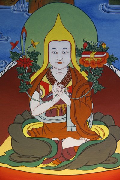Templo de los Mil Budas Dashang Kagyu Ling congregación, pintura de monje orando, La Boulaye, Francia de Unbekannt