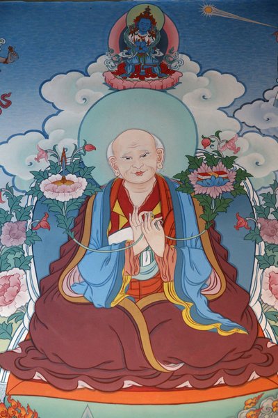 Templo de los Mil Budas Dashang Kagyu Ling, monje rezando, La Boulaye, Francia de Unbekannt
