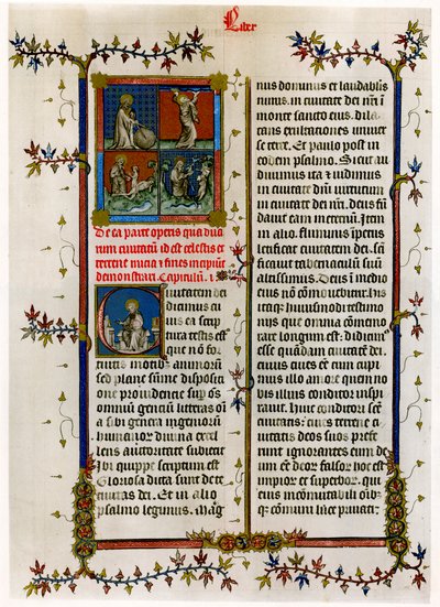 Página de texto con escenas bíblicas, finales del siglo XIV de Unbekannt