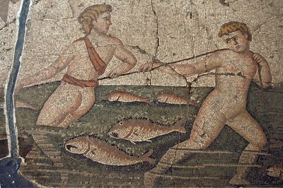 Thalasse y los pescadores desnudos, mosaico de Vakto, detalle, Turquía de Unbekannt