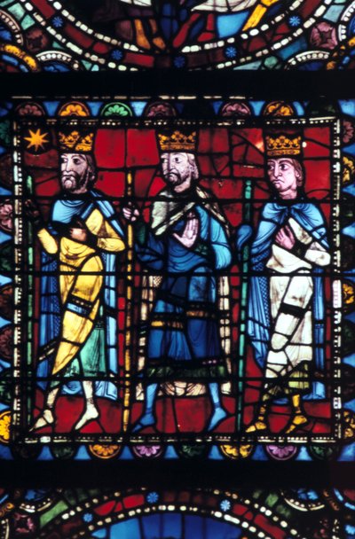 La Adoración de los Magos, vidriera, Catedral de Chartres, Francia, 1145-1155 de Unbekannt