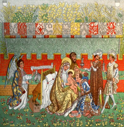 La adoración de los magos, el tapiz de Berna, siglo XIV, 1870 de Unbekannt