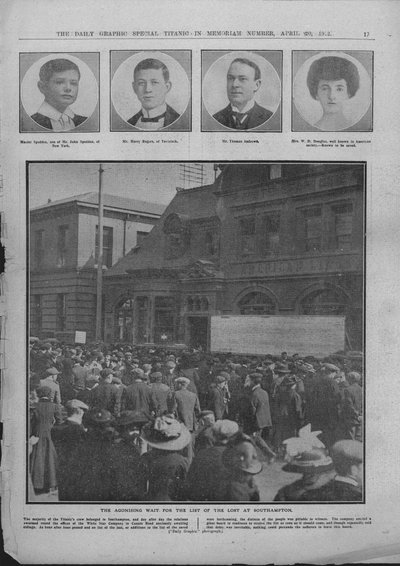 La agonizante espera por la lista de los perdidos en Southampton, 20 de abril de 1912 de Unbekannt
