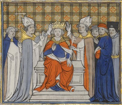 La Unción y Coronación de Luis IV en Laon, 19 de junio de 936. De Grandes Crónicas de Francia de Unbekannt