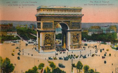 El Arco de Triunfo y la Tumba del Soldado Desconocido, París, c1920 de Unbekannt
