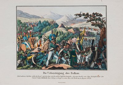 El Ejército del Conde Iván Ivánovich Diebitsch cruzando los Balcanes, c. 1830 de Unbekannt