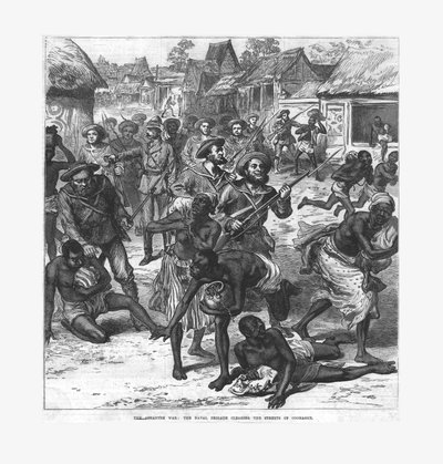 La Guerra de Ashantee: la Brigada Naval despejando las calles de Coomassie, 1874 de Unbekannt