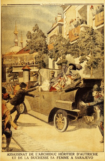 El Asesinato del Archiduque Francisco Fernando de Austria y su esposa, la Duquesa Sofía, por Gavrilo Pr de Unbekannt