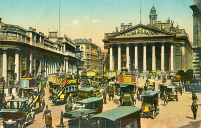 El Banco de Inglaterra y el Intercambio Real, Londres, c1910 de Unbekannt