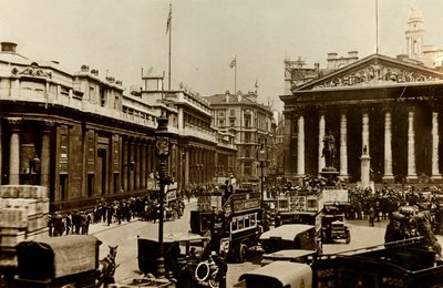 El Banco de Inglaterra y el Royal Exchange, Londres, c1910 de Unbekannt