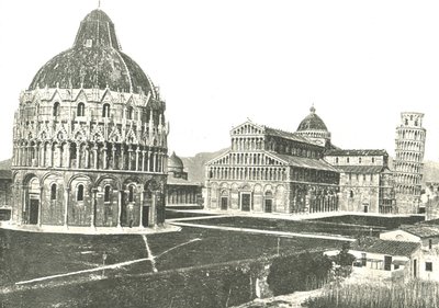 El Baptisterio, la Catedral y la Torre Inclinada, Pisa, Italia, 1895 de Unbekannt