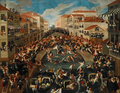La Battaglia dei Pugni en el Puente de San Barnaba, Venecia, siglo XVIII de Unbekannt