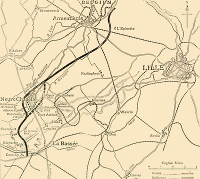 El campo de batalla de Neuve Chapelle, Primera Guerra Mundial, 1915, c1920 de Unbekannt