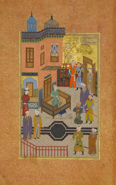 El mendigo que profesó su amor por un príncipe, Folio 28r de un Mantiq al-tair..., A.H. 892A.D. 14 de Unbekannt