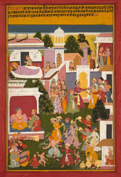 El nacimiento de Krishna, de un Sursagar de Surdas, c. 1700 de Unbekannt