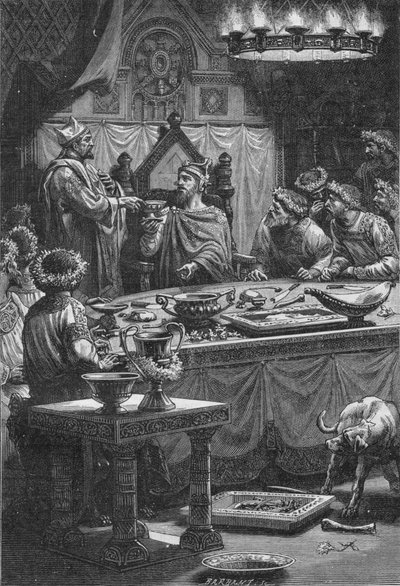 El Obispo de Laon jurando lealtad a Carlos, Duque de Lorena, siglo X, 1909 de Unbekannt