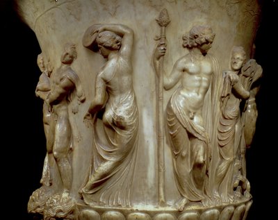 El Cráter o Jarrón Borghese, detalle del relieve que representa a Dionisio y sus ménades, griego, Neo-Ático, finales del siglo II a.C. (mármol) de Unbekannt