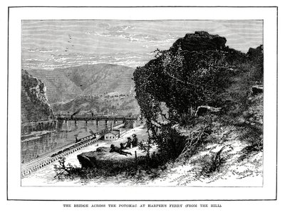 El puente sobre el Potomac en Harpers Ferry, Virginia Occidental, EE.UU., 1877 de Unbekannt