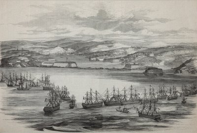 El escuadrón británico-francés en Sebastopol, ca. 1855 de Unbekannt