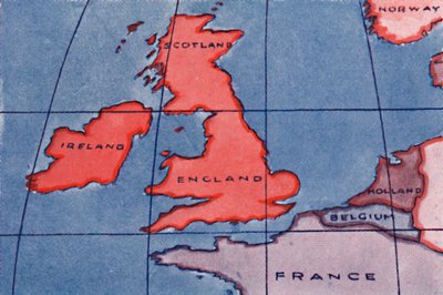 Las Islas Británicas y el Norte de Europa al mediodía en primavera o otoño de Unbekannt