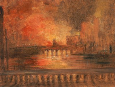 El incendio de las Casas del Parlamento, incendio en la Cámara de los Comunes, ca. 1834 de Unbekannt