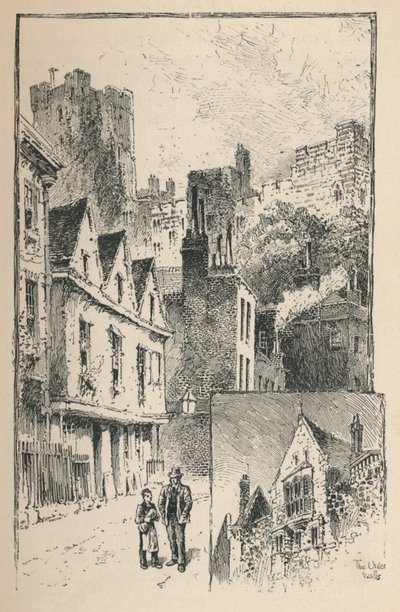 El Castillo desde Thames Street. Un trozo de las murallas exteriores, 1895 de Unbekannt