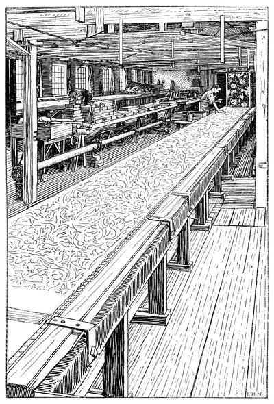 La sala de impresión de chintz, Merton Abbey Mills, Londres, 1899 de Unbekannt